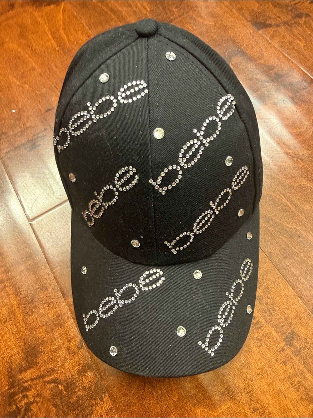 Black Crystal-Embellished Baseball Cap